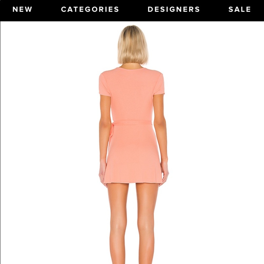 Soft orange mini deep V wrap dress - Picture 2 of 2